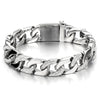 COOLSTEELANDBEYOND Men's Stainless Steel Curb Chain Bracelet Silver Color High Polished with Cubic Zirconia - coolsteelandbeyond