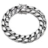 Men's Stainless Steel Curb Chain Bracelet with Skulls Silver Color High Polished - coolsteelandbeyond