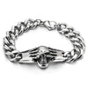 Men Stainless Steel Curb Chain Bracelet, ID Identification with Vintage Skull Hands Skeleton, Unique - COOLSTEELANDBEYOND Jewelry