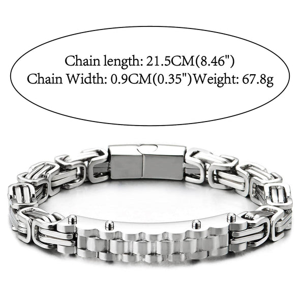 Men Steel Mechanic Bike Chain Byzantine Link Chain Bangle Bracelet - COOLSTEELANDBEYOND Jewelry