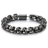 Men Steel Skulls Link Chain Hexagon Rolo Link Chain Bracelet, Retro Style, Old Metal Finishing - COOLSTEELANDBEYOND Jewelry
