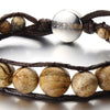 Mens Boys Bead Bracelet, 18mm Tibetan Beads Buddhist Prayer Mala, Synthetic Agate - COOLSTEELANDBEYOND Jewelry