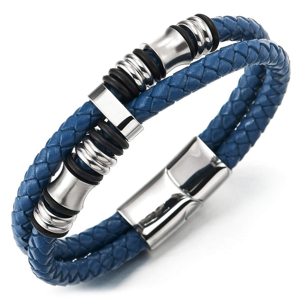 COOLSTEELANDBEYOND Uomo Donna Braccialetto di Pelle Intrecciata, Bracciale di Cuoio Intrecciato, Fascia di Polso, Nero, Chiusura Magnetica COOLSTEELANDBEYOND Uomo Donna Braccialetto di Pelle Intrecciata, Bracciale di Cuoio Intrecciato, Fascia di Polso, Nero, Chiusura Magnetica