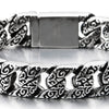 Mens Fancy Vintage Stainless Steel Tribal Tattoo Pattern Curb Chain Bracelet with Spring Box Clasp - COOLSTEELANDBEYOND Jewelry