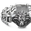 Mens Large Steel King Lion Head Tribal Tattoo Pattern Fancy Curb Chain Bracelet, Biker - COOLSTEELANDBEYOND Jewelry