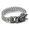 Mens Large Steel Vintage Dragon Square Franco Chain Curb Chain Bracelet, 8.5 Inches Long, Masculine - COOLSTEELANDBEYOND Jewelry