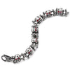 Mens Stainless Steel Bone Skull Link Bracelet with Red Cubic Zirconia Biker Gothic Style - COOLSTEELANDBEYOND Jewelry