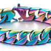 Mens Stainless Steel Oxidized Rainbow Curb Chain Bangle Bracelet, Minimalist - COOLSTEELANDBEYOND Jewelry