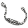 Mens Steel Braided Link Wheat Chain Bracelet with Charm of Skulls and Skeleton, Magnetic Clasp - COOLSTEELANDBEYOND Jewelry
