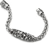 Mens Steel Braided Link Wheat Chain Bracelet with Charm of Skulls and Skeleton, Magnetic Clasp - COOLSTEELANDBEYOND Jewelry