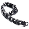 Mens Steel Curb Chain Bracelet with Skull and Dotted Triangle Charms, Biker Gothic, Vintage Polished - COOLSTEELANDBEYOND Jewelry