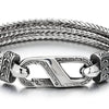 Mens Steel Double Franco Link Curb Chain Bracelet, Vintage Pattern Marine Anchor Link Spring Clasp - COOLSTEELANDBEYOND Jewelry