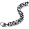 Mens Steel Vintage Twisted Braided Link Chain Bracelet with Skulls, Spring Clasp, Gothic Biker - COOLSTEELANDBEYOND Jewelry