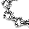 Mens Women Gothic Biker Vintage Stainless Steel Circle Link of Skulls Charm Bracelet, Spring Clasp - coolsteelandbeyond