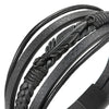 Mens Women Steel Black Feather Multi-Strand Black Braided Leather Bangle Bracelet - COOLSTEELANDBEYOND Jewelry