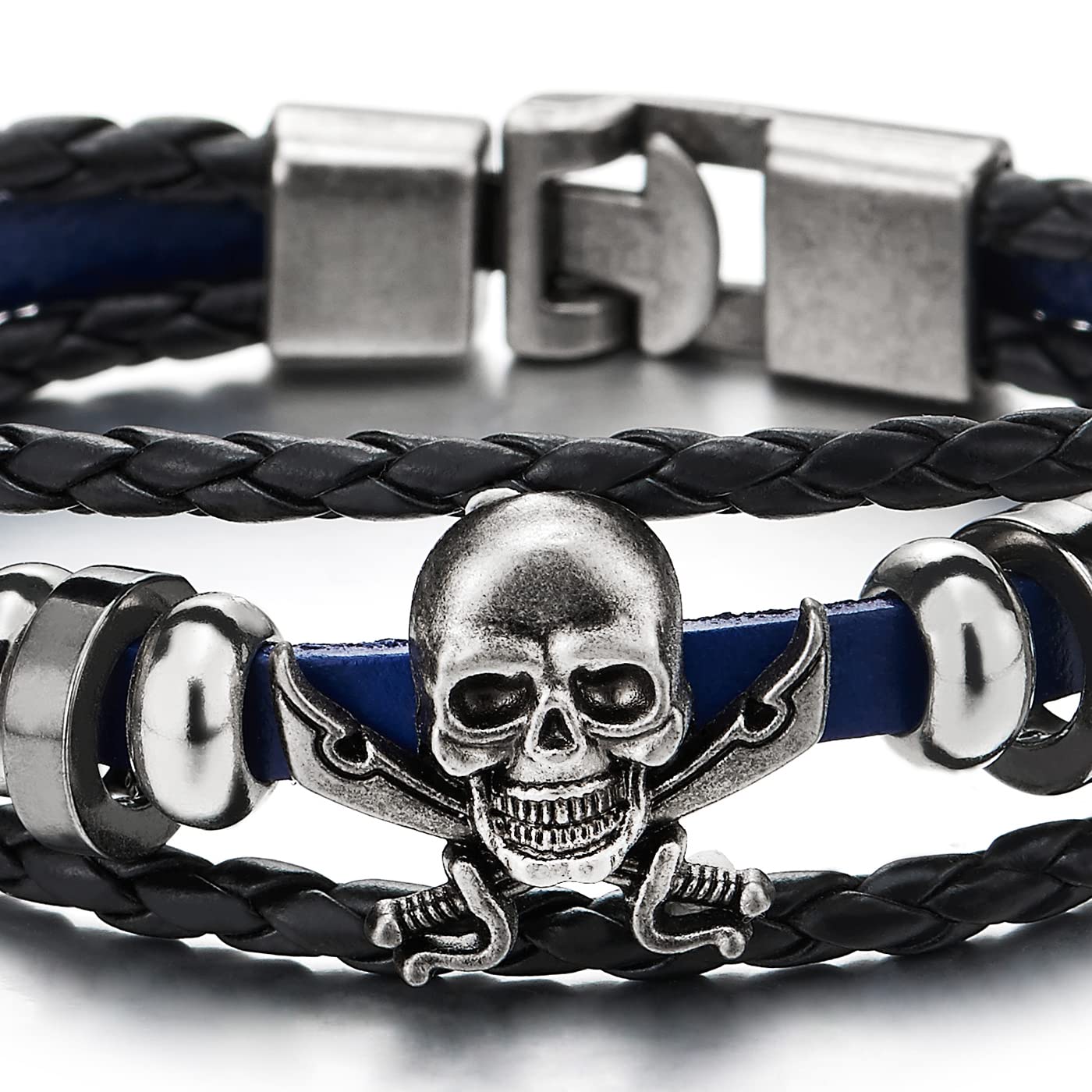 Vintage PU Leather Bracelet with Rivets in Punk style / Cool Bracelets with  Alloy Circle for Biker