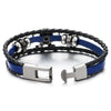 Mens Women Sword Pirate Skull Blue Braided Leather Bracelet Multi-Strand Leather Wristband Bracelet - COOLSTEELANDBEYOND Jewelry
