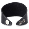 Mens Women Wide Black Leather Bracelet Leather Wristband with Leaf Veins Pattern, Snap Button - COOLSTEELANDBEYOND Jewelry