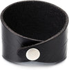Mens Women Wide Black Leather Bracelet Leather Wristband with Leaf Veins Pattern, Snap Button - COOLSTEELANDBEYOND Jewelry