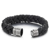 Mens Womens Braided Black Cotton Rope Bangle Bracelet with Magnetic Clasp - COOLSTEELANDBEYOND Jewelry