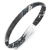 Mens Womens Snakeskin Pattern Leather Bangle Bracelet with Magnetic Clasp - COOLSTEELANDBEYOND Jewelry