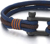 Mens Womens Steel Screw Anchor Shackles Nautical Sailor Black Braided Rope Cord Wrap Bracelet - COOLSTEELANDBEYOND Jewelry