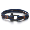 Mens Womens Steel Screw Anchor Shackles Nautical Sailor Black Braided Rope Cord Wrap Bracelet - COOLSTEELANDBEYOND Jewelry