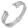 Mens Womens Steel Three-row Twisted Cable Adjustable Cuff Bangle Bracelet with Cone Bead Charm - coolsteelandbeyond