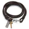 Mens Womens Two-Lap Braided Brown Leather Wrap Bracelet with Cross and Lobster Claw Clasp - COOLSTEELANDBEYOND Jewelry