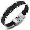 Mens Womens Zipper Black Cotton Bracelet Bangle Wristband with Hook Clasp, Unique - COOLSTEELANDBEYOND Jewelry