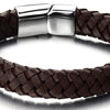 Minimalist Brown Braided Leather Bracelet for Men Women Genuine Leather Bangle Wristband - coolsteelandbeyond