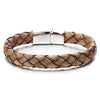 Minimalist Brown Braided Leather Bracelet for Men Women Genuine Leather Bangle Wristband - coolsteelandbeyond