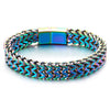 Minimalist Mens Steel Oxidized Rainbow Double Franco Link Curb Chain Bracelet Magnetic Clasp, Punk - COOLSTEELANDBEYOND Jewelry