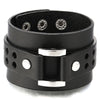 New Mens Wide Leather Bracelet Genuine Leather Bangle Bracelet Wristband with Rivets and Buckle - coolsteelandbeyond