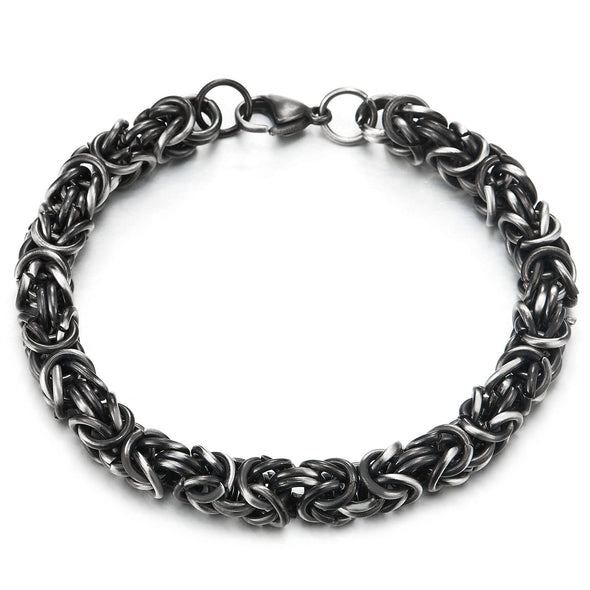 Stainless Steel Braid Link Bangle Bracelet for Men, Old Metal Finishing, Punk Rock Biker - COOLSTEELANDBEYOND Jewelry