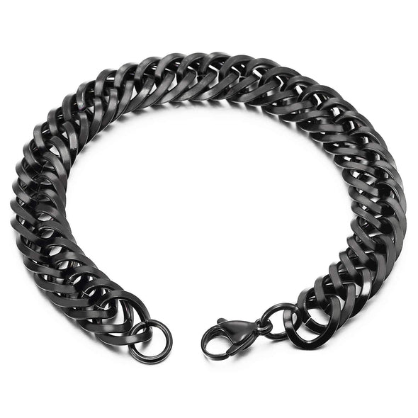 Stainless Steel Mens Womens Black Link Chain Bracelet Polished, Minimalist - COOLSTEELANDBEYOND Jewelry