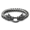 Steel Vintage Dragon Head Square Franco Link Curb Chain Bracelet Spring Clasp, Old Metal Finishing - coolsteelandbeyond