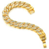 Stylish, Mens Womens, Curb Chain Bracelet, Gold Color, with Cubic Zirconia - COOLSTEELANDBEYOND Jewelry
