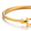 COOLSTEELANDBEYOND Stylish Stainless Steel Twisted Cable Bangle Bracelet with Hook Clasp for Women - coolsteelandbeyond