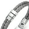 Two-row Silvery Grey Braided Leather Bracelet for Mens Womens, Polished Ornaments - COOLSTEELANDBEYOND Jewelry