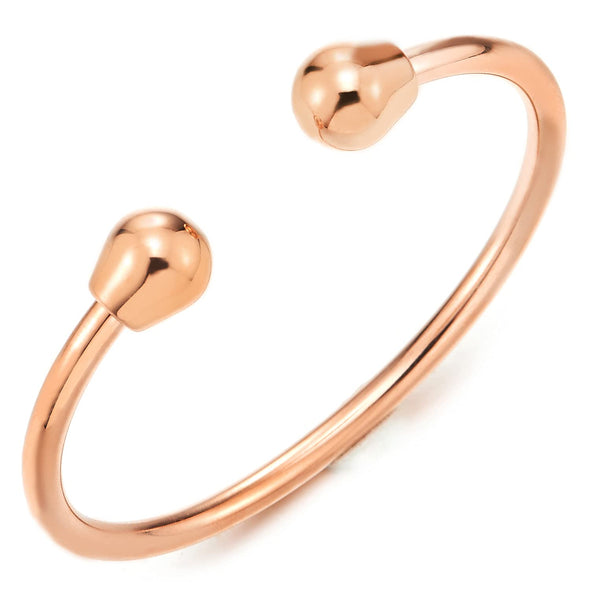 Unisex Elastic Adjustable Stainless Steel Bangle Bracelet for Men and Women Rose Gold Polished - COOLSTEELANDBEYOND Jewelry