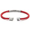 Unisex Mens Women Thin Red Nautical Marine Yacht Rope Bracelet with Steel Charm, Magnetic Clasp - COOLSTEELANDBEYOND Jewelry