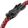 Vintage Black Stainless Steel Dragon Head Braided Red Leather Bangle Bracelet Wristband, Mens - COOLSTEELANDBEYOND Jewelry