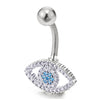 White and Light Blue Cubic Zirconia Pave Evil Eye Belly Chain Belly Button Ring Piercing Navel Ring - COOLSTEELANDBEYOND Jewelry