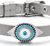 Women Evil Eye Bracelet, Grid Mesh Bangle, Buckle Clasp - COOLSTEELANDBEYOND Jewelry