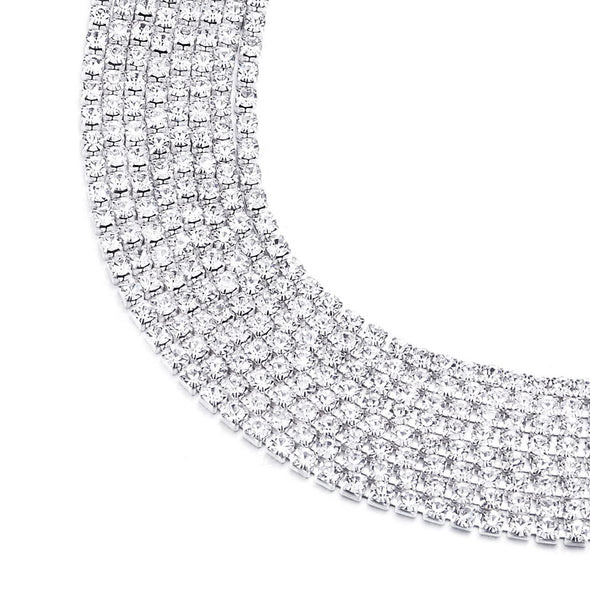 Womens Bling Bling Shinny Crystal Rhinestones Cluster Wide Bangle Bracelet - COOLSTEELANDBEYOND Jewelry