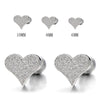1 Pair Satin Heart Stud Earrings Stainless Steel, Screw Back, 2pcs - COOLSTEELANDBEYOND Jewelry