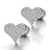 1 Pair Satin Heart Stud Earrings Stainless Steel, Screw Back, 2pcs - COOLSTEELANDBEYOND Jewelry