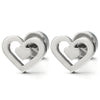 1 Pair Stainless Steel Double Heart Stud Earrings for Women, Screw Back - COOLSTEELANDBEYOND Jewelry