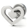 1 Pair Stainless Steel Double Heart Stud Earrings for Women, Screw Back - COOLSTEELANDBEYOND Jewelry